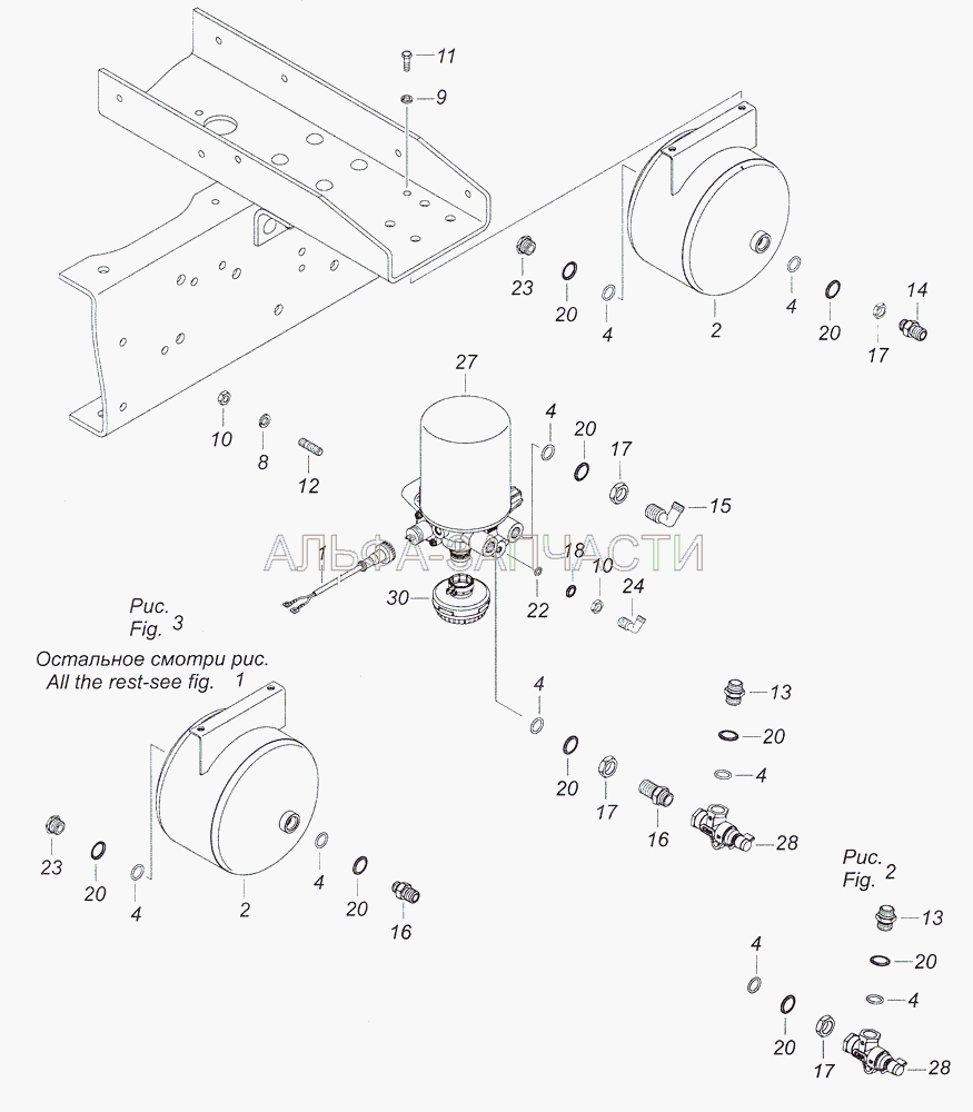 4308-3500011-16 Установка осушителя (2233-3512010-20 Регулятор давления с адсорбером и глушителем) 